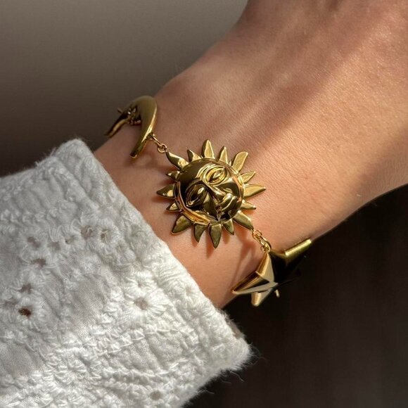 Sku:0359 gold bracelet moon sun star made of stainless steel + in a gift box - Picture 3 of 8